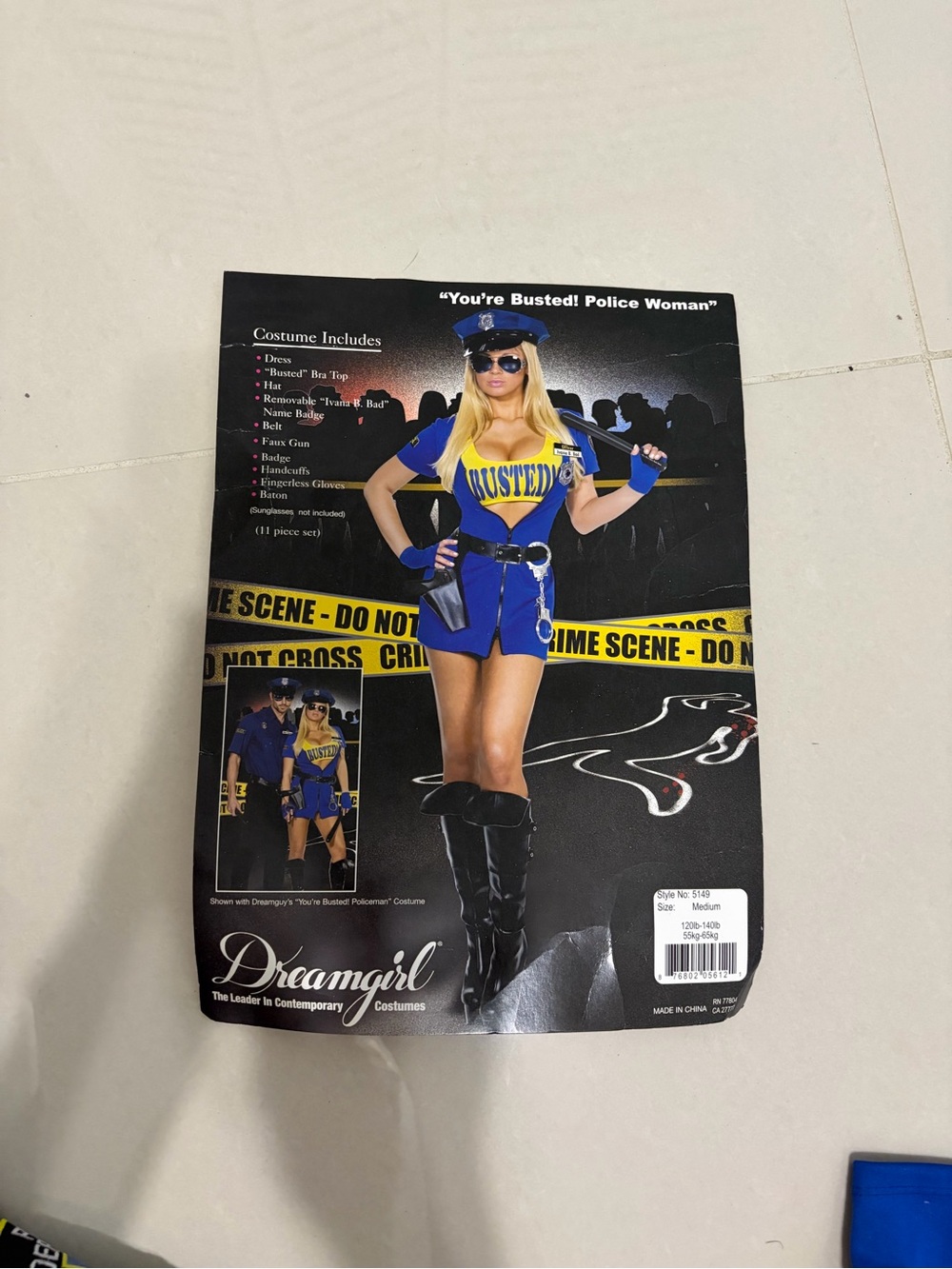 Dreamgirl Blue and Yellow Women's 'You're Busted' Police Costume